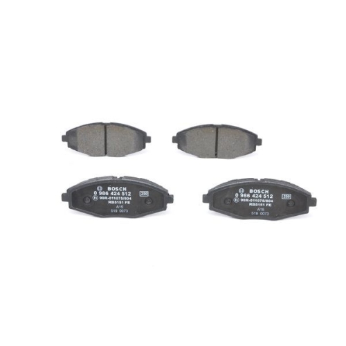Bremsbelagsatz, Scheibenbremse BOSCH 0 986 424 512 f&uuml;r OPEL SAAB VAUXHALL DAEWOO