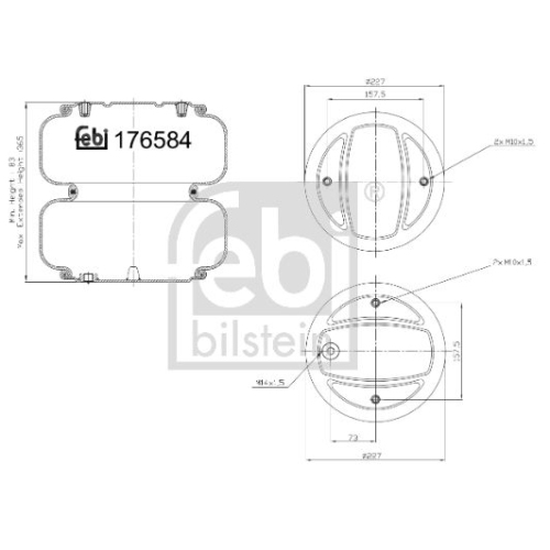 Febi Bilstein 1x 176581 Luftfederbalg f&uuml;r Liftachse