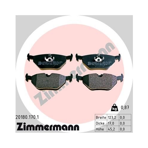Bremsbelagsatz, Scheibenbremse ZIMMERMANN 20180.170.1 f&uuml;r BMW BMW (BRILLIANCE)