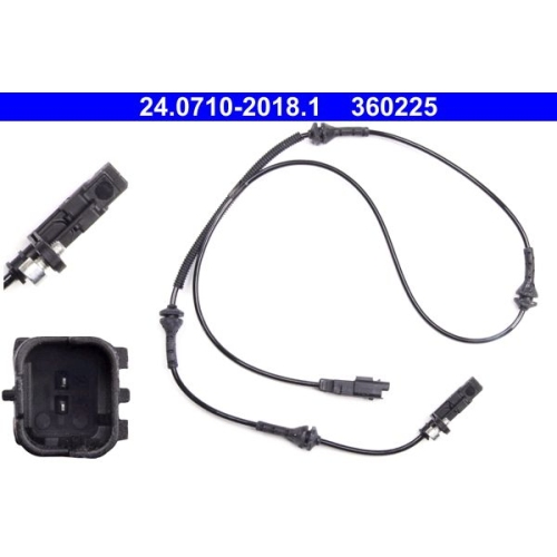 Sensor, Raddrehzahl ATE 24.0710-2018.1 f&uuml;r CITRO&Euml;N PEUGEOT, Vorderachse
