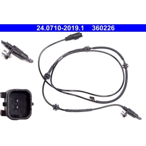 Sensor, Raddrehzahl ATE 24.0710-2019.1 f&uuml;r CITRO&Euml;N PEUGEOT, Hinterachse