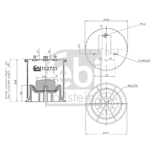 Febi Bilstein 102721 Luftfederbalg mit Kunststoffkolben , 1 St&uuml;ck