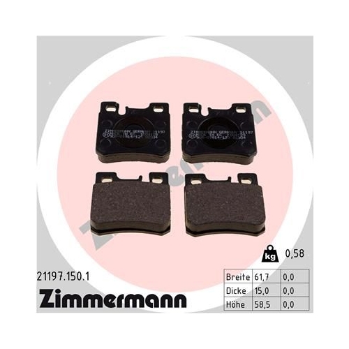 Bremsbelagsatz, Scheibenbremse ZIMMERMANN 21197.150.1 f&uuml;r MERCEDES-BENZ