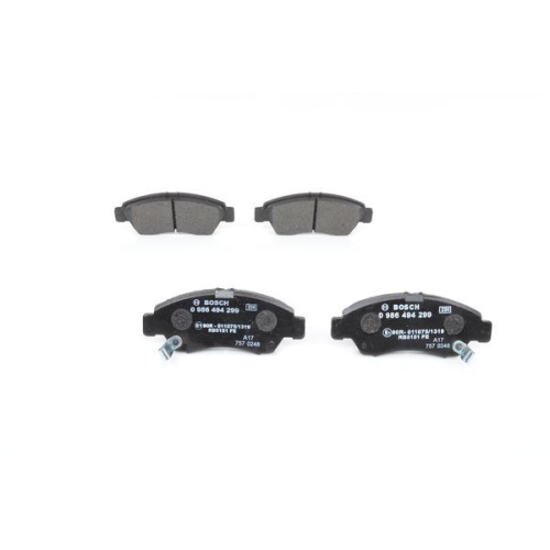 Bremsbelagsatz, Scheibenbremse BOSCH 0 986 494 299 f&uuml;r HONDA, Vorderachse