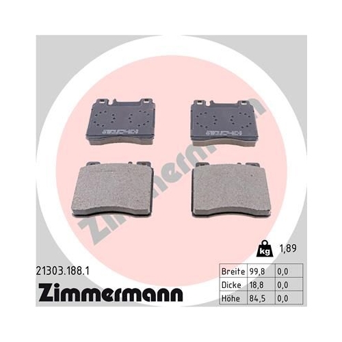 Bremsbelagsatz, Scheibenbremse ZIMMERMANN 21303.188.1 f&uuml;r MERCEDES-BENZ