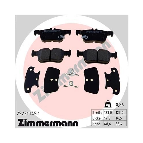 Bremsbelagsatz, Scheibenbremse ZIMMERMANN 22231.145.1 f&uuml;r FORD, Hinterachse