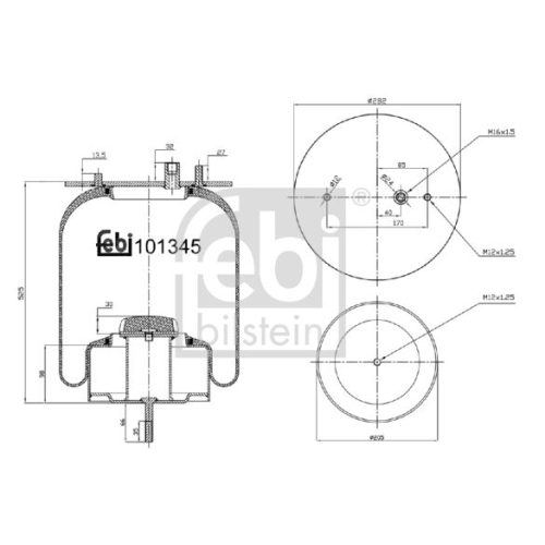 Febi Bilstein 101345 Luftfederbalg mit Stahlkolben und Kolbenstange , 1 St&uuml;ck
