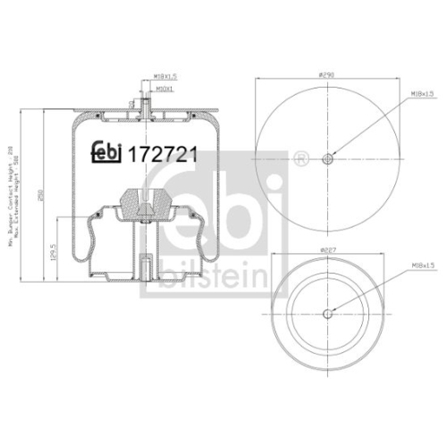 Febi Bilstein 172721 Luftfederbalg mit Stahlkolben, 1 St&uuml;ck