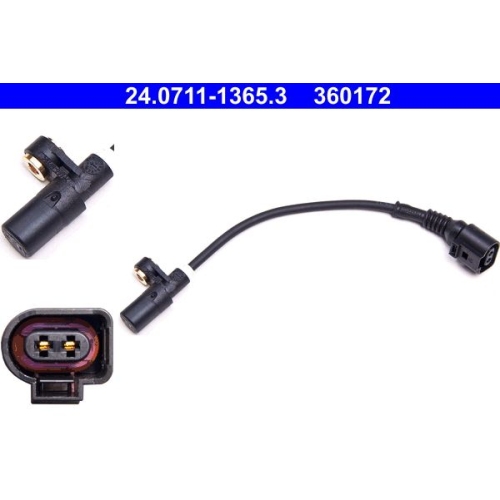 Sensor, Raddrehzahl ATE 24.0711-1365.3 f&uuml;r SKODA VAG, Hinterachse