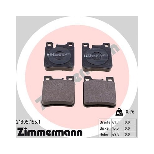 Bremsbelagsatz, Scheibenbremse ZIMMERMANN 21305.155.1 f&uuml;r CHRYSLER MERCEDES-BENZ