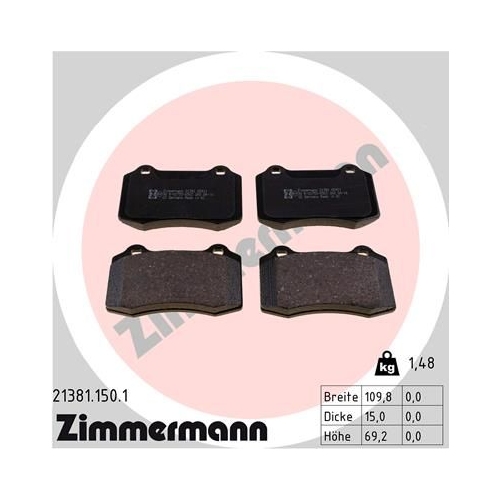 Bremsbelagsatz, Scheibenbremse ZIMMERMANN 21381.150.1 f&uuml;r JAGUAR VOLVO VAG