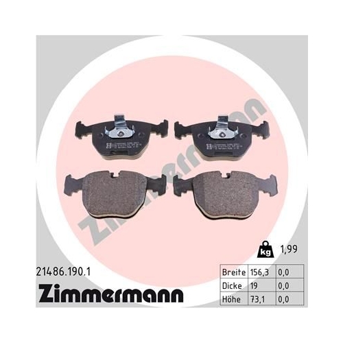 Bremsbelagsatz, Scheibenbremse ZIMMERMANN 21486.190.1 f&uuml;r BMW, Vorderachse