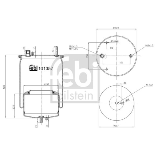 Febi Bilstein 101357 Luftfederbalg mit Stahlkolben und Kolbenstange , 1 St&uuml;ck