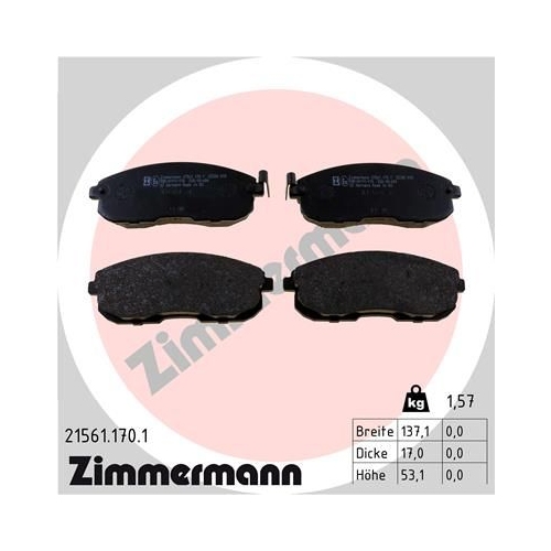 Bremsbelagsatz, Scheibenbremse ZIMMERMANN 21561.170.1 f&uuml;r NISSAN INFINITI