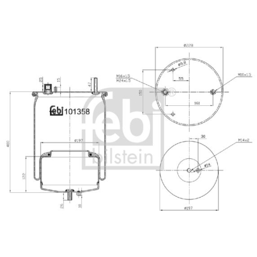 Febi Bilstein 101358 Luftfederbalg mit Stahlkolben und Kolbenstange , 1 St&uuml;ck