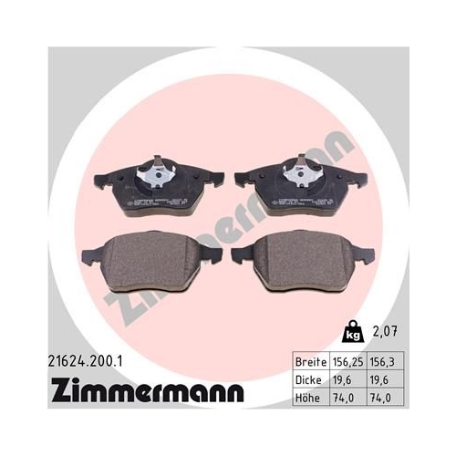 Bremsbelagsatz, Scheibenbremse ZIMMERMANN 21624.200.1 f&uuml;r VAG, Vorderachse