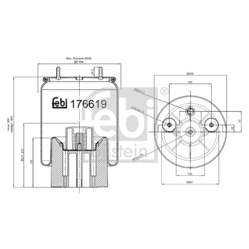Febi Bilstein 1x 176619 Luftfederbalg mit Kunststoffkolben