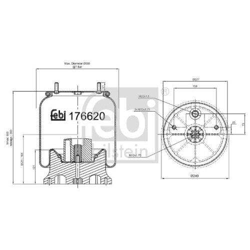 Febi Bilstein 1x 176620 Luftfederbalg mit Stahlkolben