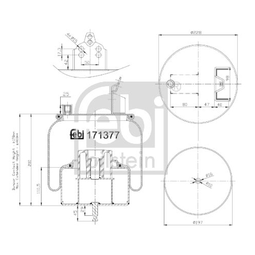 Febi Bilstein 171377 Luftfederbalg mit Stahlkolben und Kolbenstange, 1 St&uuml;ck