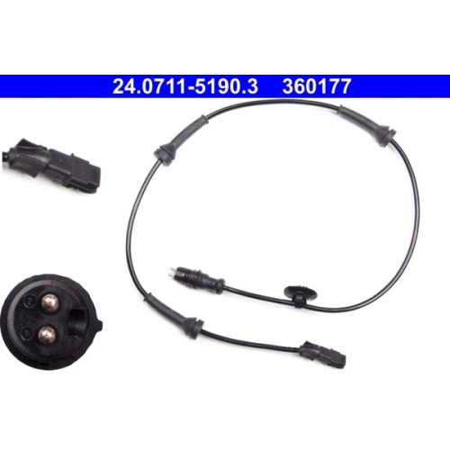 Sensor, Raddrehzahl ATE 24.0711-5190.3 f&uuml;r RENAULT, Vorderachse