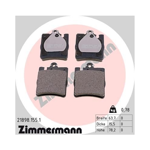 Bremsbelagsatz, Scheibenbremse ZIMMERMANN 21898.155.1 f&uuml;r MERCEDES-BENZ