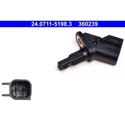 Sensor, Raddrehzahl ATE 24.0711-5198.3 f&uuml;r FORD MAZDA VOLVO, Vorderachse