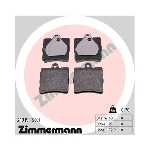 Bremsbelagsatz, Scheibenbremse ZIMMERMANN 21919.150.1 f&uuml;r CHRYSLER MERCEDES-BENZ