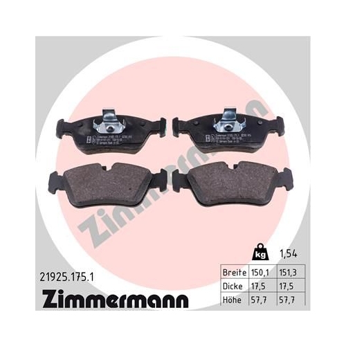 Bremsbelagsatz, Scheibenbremse ZIMMERMANN 21925.175.1 f&uuml;r BMW BMW (BRILLIANCE)