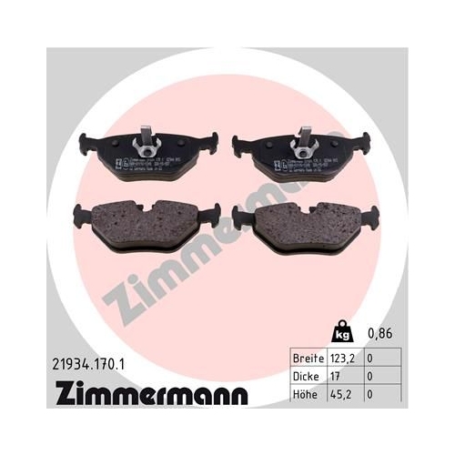 Bremsbelagsatz, Scheibenbremse ZIMMERMANN 21934.170.1 f&uuml;r BMW MG ROVER SAAB