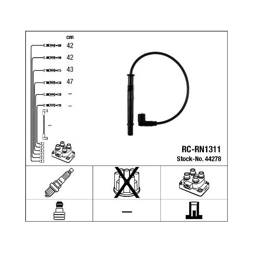 Z&uuml;ndleitungssatz NGK 44278 f&uuml;r RENAULT