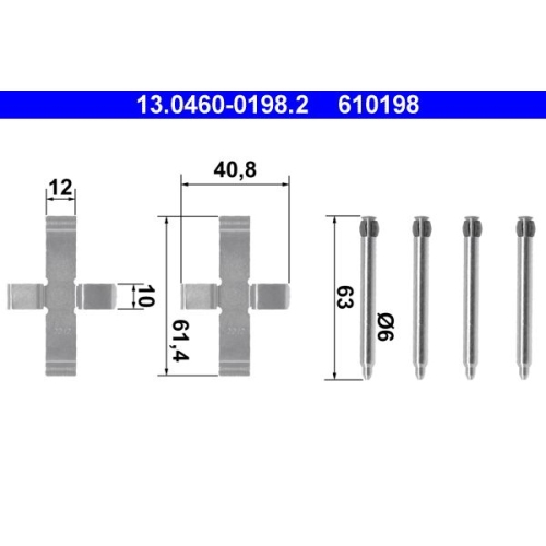 Zubeh&ouml;rsatz, Scheibenbremsbelag ATE 13.0460-0198.2 f&uuml;r, Hinterachse