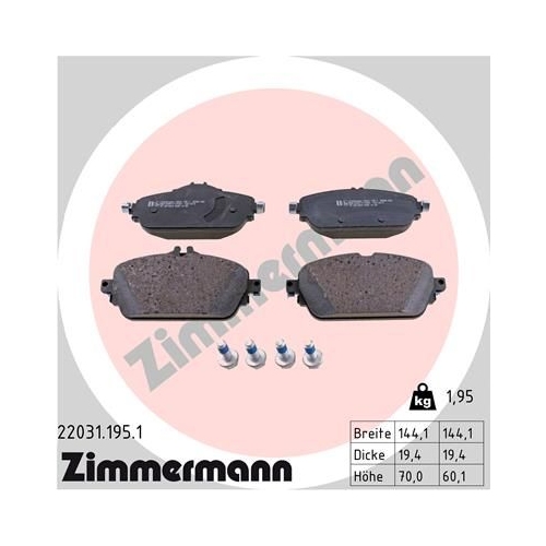 Bremsbelagsatz, Scheibenbremse ZIMMERMANN 22031.195.1 f&uuml;r MERCEDES-BENZ