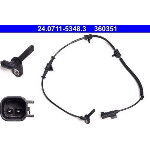 Sensor, Raddrehzahl ATE 24.0711-5348.3 f&uuml;r OPEL CHEVROLET, Vorderachse