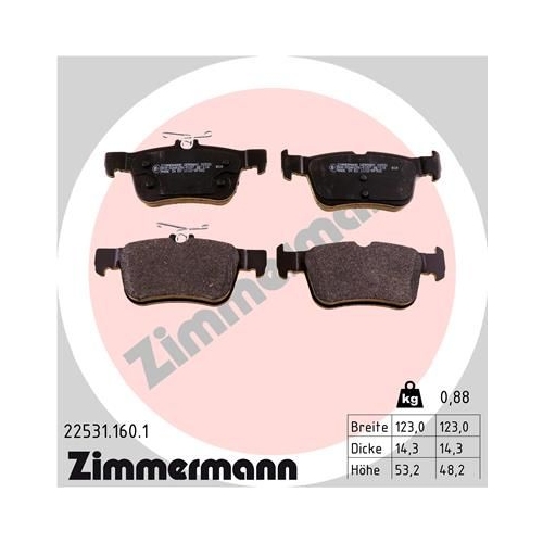 Bremsbelagsatz, Scheibenbremse ZIMMERMANN 22531.160.1 f&uuml;r FORD, Hinterachse