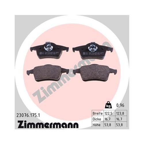 Bremsbelagsatz, Scheibenbremse ZIMMERMANN 23076.175.1 f&uuml;r VOLVO, Hinterachse