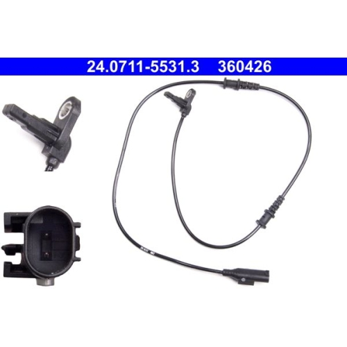 Sensor, Raddrehzahl ATE 24.0711-5531.3 f&uuml;r MERCEDES-BENZ VAG, Vorderachse