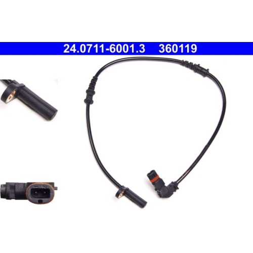 Sensor, Raddrehzahl ATE 24.0711-6001.3 f&uuml;r MERCEDES-BENZ, Vorderachse