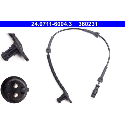 Sensor, Raddrehzahl ATE 24.0711-6004.3 f&uuml;r RENAULT, Vorderachse