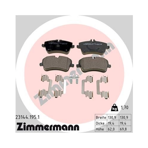 Bremsbelagsatz, Scheibenbremse ZIMMERMANN 23144.195.1 f&uuml;r MERCEDES-BENZ