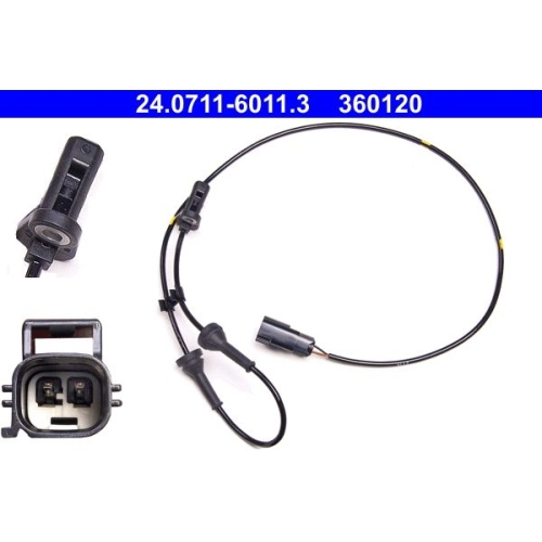 Sensor, Raddrehzahl ATE 24.0711-6011.3 f&uuml;r VOLVO, Vorderachse