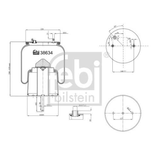 Febi Bilstein 38634 Luftfederbalg mit Stahlkolben und Kolbenstange , 1 St&uuml;ck