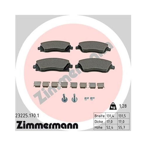 Bremsbelagsatz, Scheibenbremse ZIMMERMANN 23225.170.1 f&uuml;r OPEL, Vorderachse