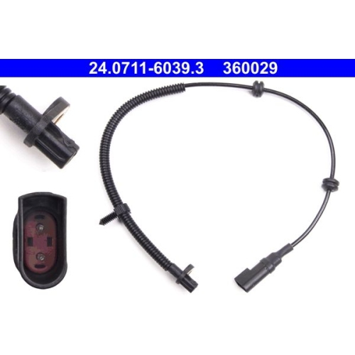 Sensor, Raddrehzahl ATE 24.0711-6039.3 f&uuml;r FORD, Hinterachse, Hinterachse links