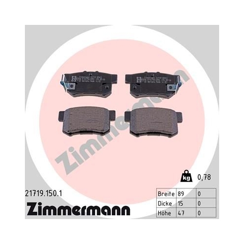 Bremsbelagsatz, Scheibenbremse ZIMMERMANN 21719.150.1 f&uuml;r HONDA MG ROVER SUZUKI
