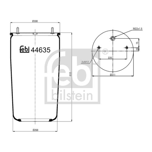 Febi Bilstein 1x 44635 Federbalg, Luftfederung f&uuml;r Gigant Krone
