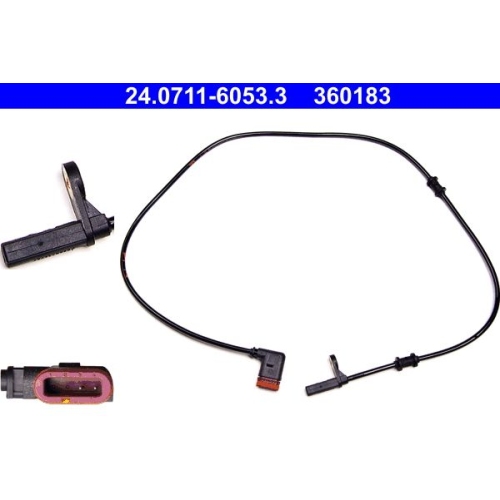 Sensor, Raddrehzahl ATE 24.0711-6053.3 f&uuml;r MERCEDES-BENZ, Hinterachse rechts