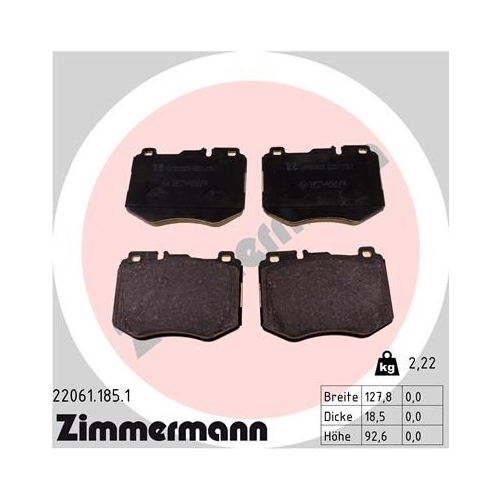 Bremsbelagsatz, Scheibenbremse ZIMMERMANN 22061.185.1 f&uuml;r MERCEDES-BENZ