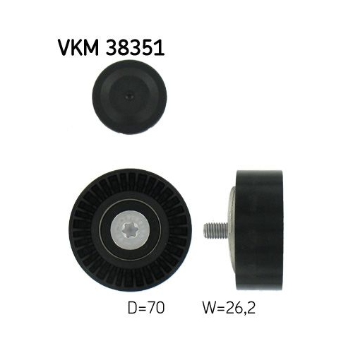 Umlenk-/F&uuml;hrungsrolle, Keilrippenriemen SKF VKM 38351 f&uuml;r BMW, mitte rechts
