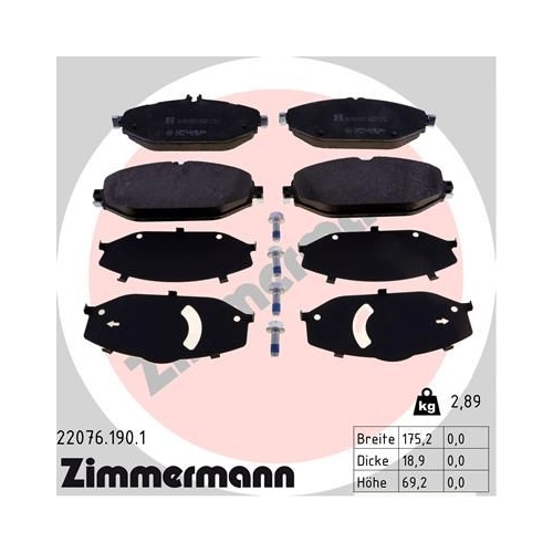 Bremsbelagsatz, Scheibenbremse ZIMMERMANN 22076.190.1 f&uuml;r MERCEDES-BENZ