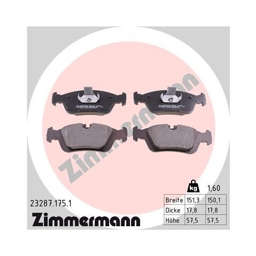 Bremsbelagsatz, Scheibenbremse ZIMMERMANN 23287.175.1 f&uuml;r BMW BMW (BRILLIANCE)